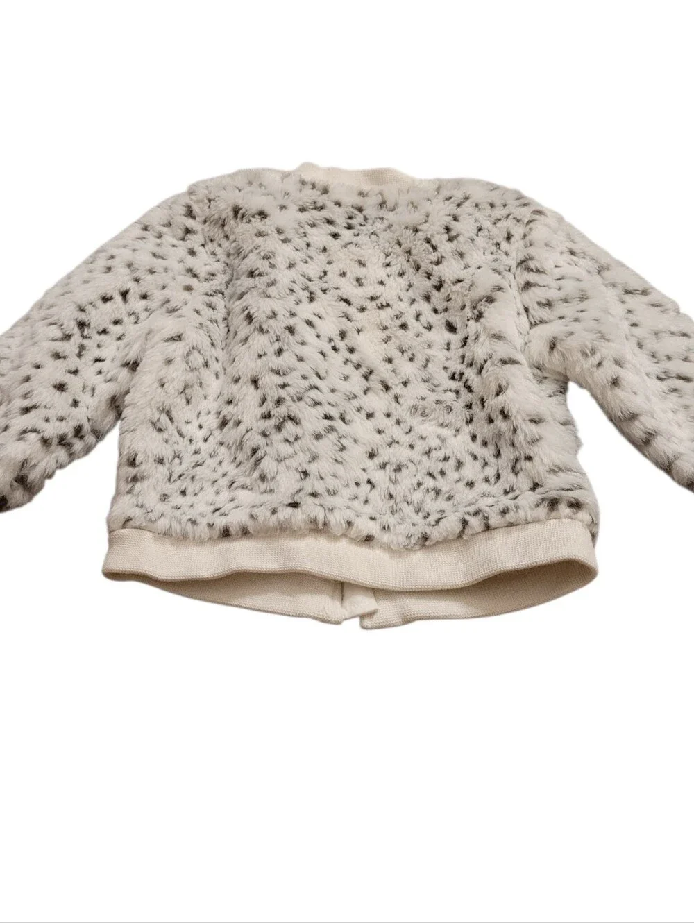 The Children's Place 18- 24 Months White and Black Faux Fur Jacket Girls